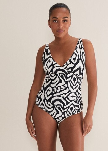 Phase Eight Ikat Abstract Swimwear Black/White Canada | FIDKLY-603